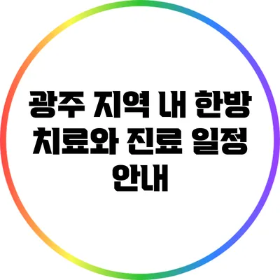 광주 지역 내 한방 치료와 진료 일정 안내