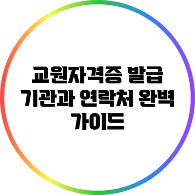 교원자격증 발급 기관과 연락처 완벽 가이드