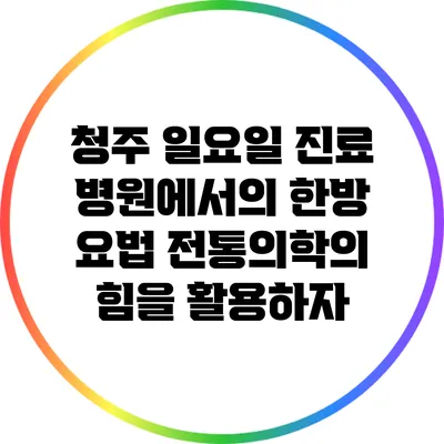 청주 일요일 진료 병원에서의 한방 요법: 전통의학의 힘을 활용하자