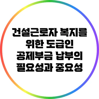건설근로자 복지를 위한 도급인 공제부금 납부의 필요성과 중요성