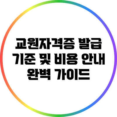 교원자격증 발급 기준 및 비용 안내 완벽 가이드