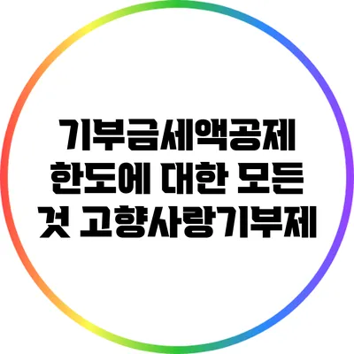 기부금세액공제 한도에 대한 모든 것: 고향사랑기부제