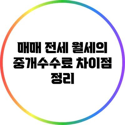 매매 전세 월세의 중개수수료 차이점 정리
