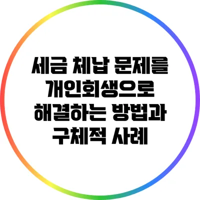 세금 체납 문제를 개인회생으로 해결하는 방법과 구체적 사례
