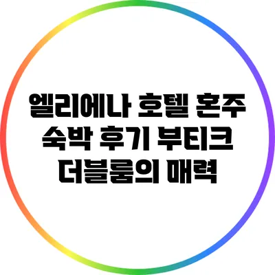 엘리에나 호텔 혼주 숙박 후기: 부티크 더블룸의 매력