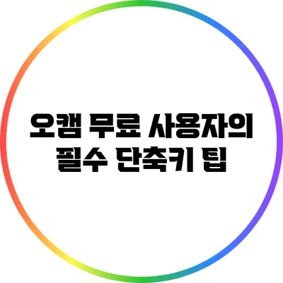 오캠 무료 사용자의 필수 단축키 팁