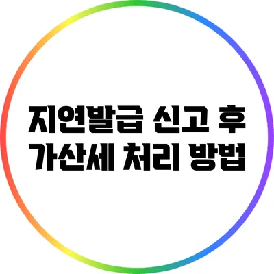 지연발급 신고 후 가산세 처리 방법