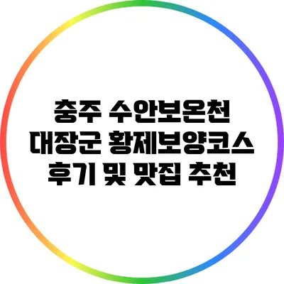 충주 수안보온천 대장군 황제보양코스 후기 및 맛집 추천