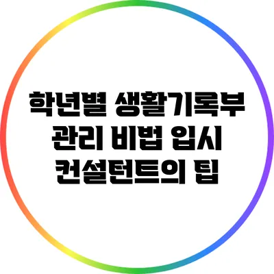 학년별 생활기록부 관리 비법: 입시 컨설턴트의 팁