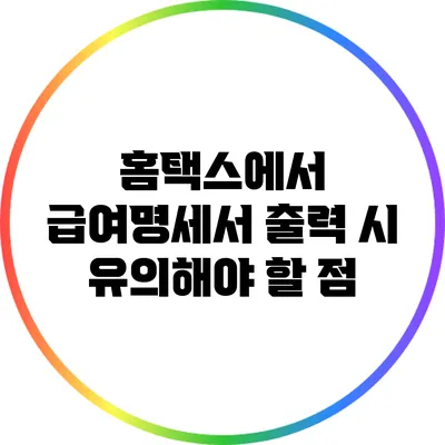 홈택스에서 급여명세서 출력 시 유의해야 할 점