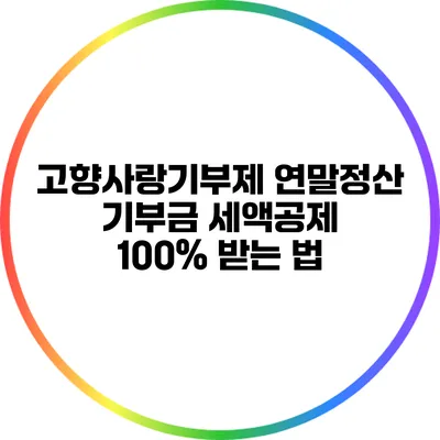 고향사랑기부제 연말정산: 기부금 세액공제 100% 받는 법