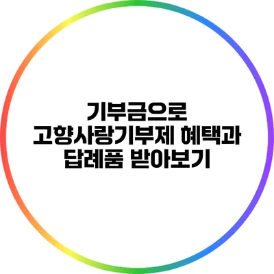 기부금으로 고향사랑기부제 혜택과 답례품 받아보기