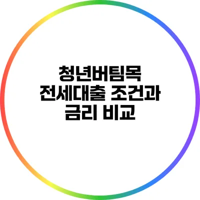 청년버팀목 전세대출 조건과 금리 비교