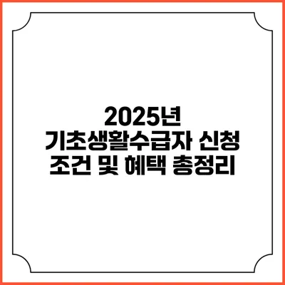 2025년 기초생활수급자 신청 조건 및 혜택 총정리