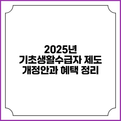 2025년 기초생활수급자 제도 개정안과 혜택 정리