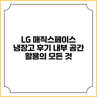 LG 매직스페이스 냉장고 후기 내부 공간 활용의 모든 것