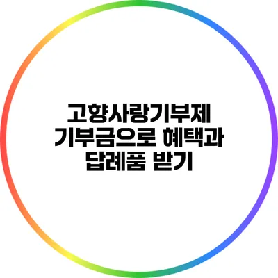 고향사랑기부제 기부금으로 혜택과 답례품 받기