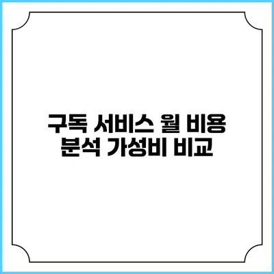 구독 서비스 월 비용 분석 가성비 비교