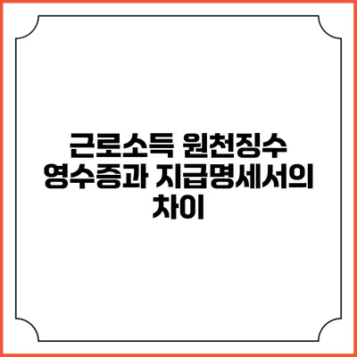 근로소득 원천징수 영수증과 지급명세서의 차이