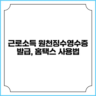 근로소득 원천징수영수증 발급, 홈택스 사용법