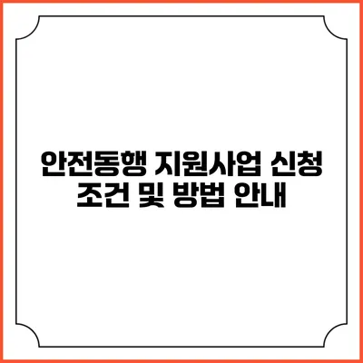 안전동행 지원사업 신청 조건 및 방법 안내
