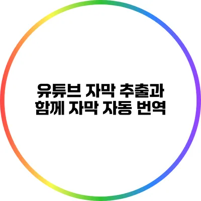 유튜브 자막 추출과 함께 자막 자동 번역