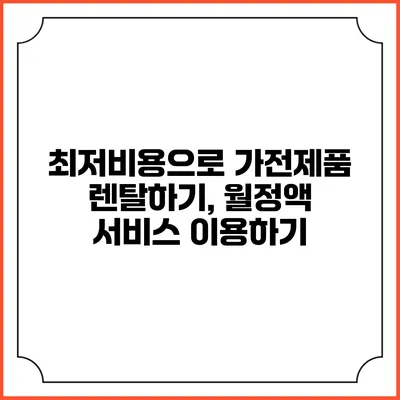 최저비용으로 가전제품 렌탈하기, 월정액 서비스 이용하기