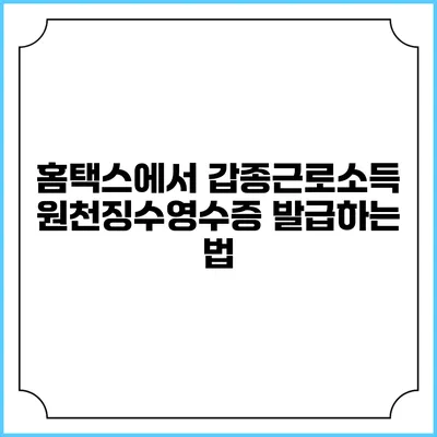 홈택스에서 갑종근로소득 원천징수영수증 발급하는 법
