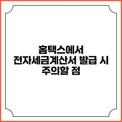 홈택스에서 전자세금계산서 발급 시 주의할 점