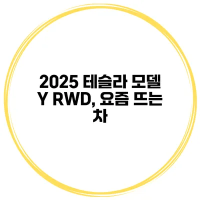 2025 테슬라 모델 Y RWD, 요즘 뜨는 차