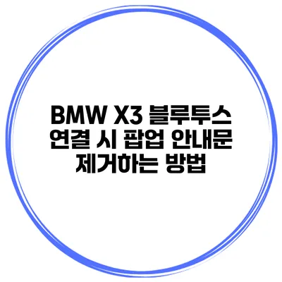 BMW X3 블루투스 연결 시 팝업 안내문 제거하는 방법