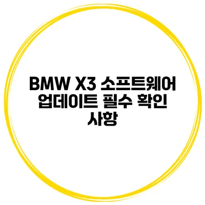 BMW X3 소프트웨어 업데이트 필수 확인 사항