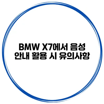 BMW X7에서 음성 안내 활용 시 유의사항