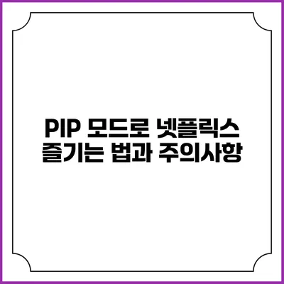 PIP 모드로 넷플릭스 즐기는 법과 주의사항
