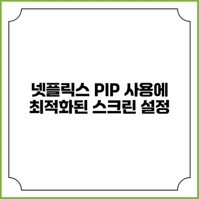 넷플릭스 PIP 사용에 최적화된 스크린 설정