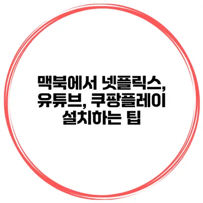 맥북에서 넷플릭스, 유튜브, 쿠팡플레이 설치하는 팁