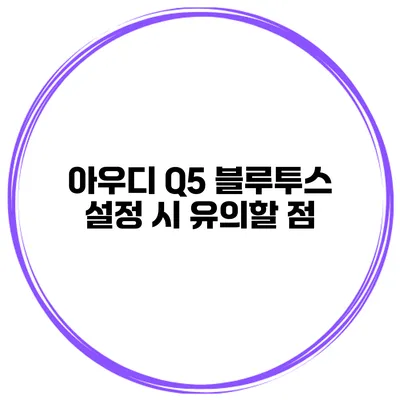 아우디 Q5 블루투스 설정 시 유의할 점