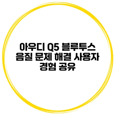 아우디 Q5 블루투스 음질 문제 해결 사용자 경험 공유