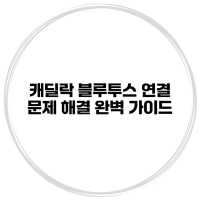 캐딜락 블루투스 연결 문제 해결 완벽 가이드