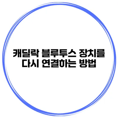 캐딜락 블루투스 장치를 다시 연결하는 방법